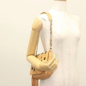 Jimmy Choo Studs Shoulder Bag Leather Beige Gold Auth